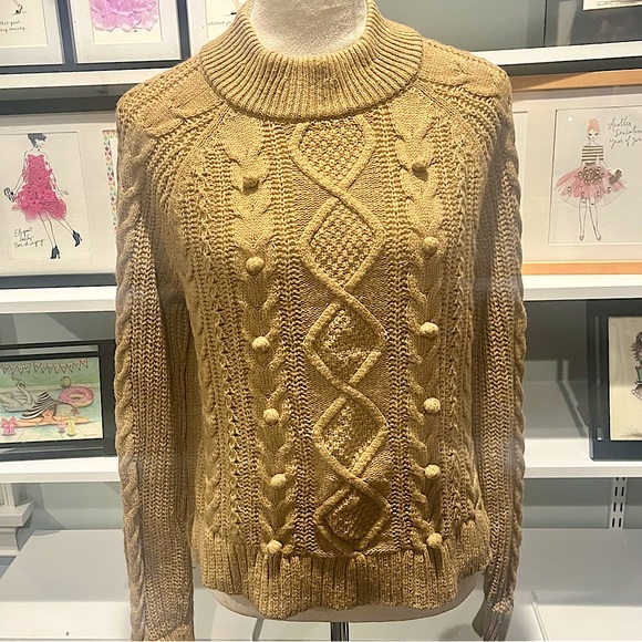 J. Crew Azra Pom Pom Cable Knit Lambswool Blend Pullover Sweater - Picture 11 of 16